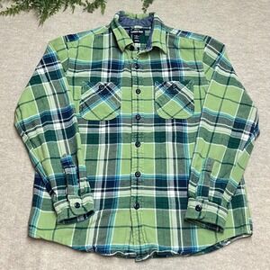 Rugged Outdoor Lands End Mens Plaid Flannel Shirt Traditional Fit M  Cotton EUC